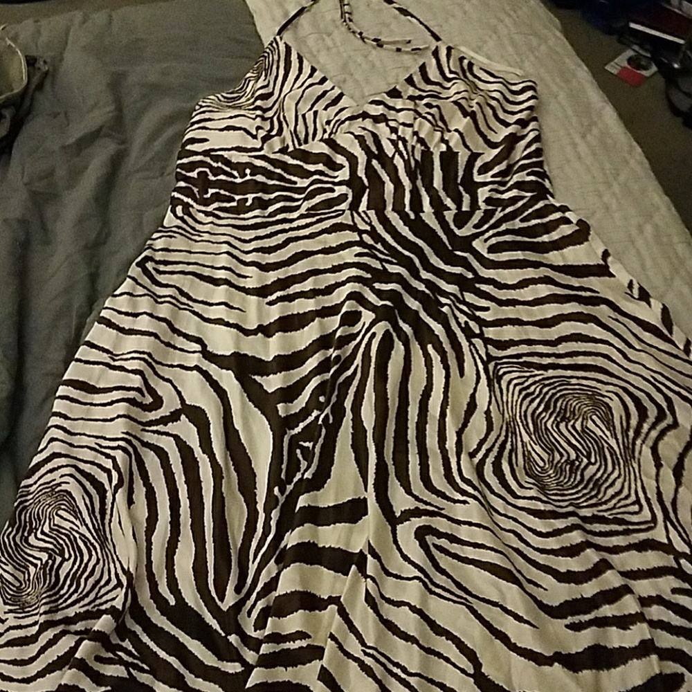 Animal Print Brown and Cream Halter Dress